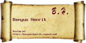 Benyus Henrik névjegykártya